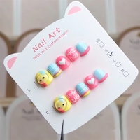 Uñas Postizas Profesionales Hechas a Mano para Niños, Acrílicas, No Tóxicas, en Caja, con Diseño de Osito, Lindas y Modernas, Personalizadas