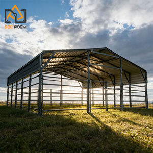 Portatif At Ahırları Hayvan Barınakları Açık Hava Hayvancılık Barınağı Çiftlik Sığır Koyun Yetiştirme Barınağı Çelik Çerçeve Metal Levha Çatı - Product Image 1