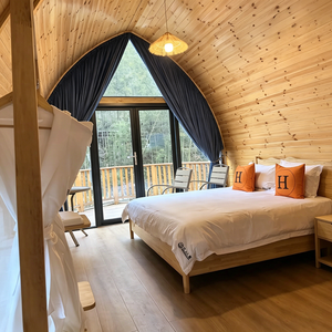 Casa Cápsula Espacial Prefabricada de Lujo 2026, Diseño en Arco, Casa Móvil Pequeña, Cabaña Modular de Acero para <span class=keywords><strong>Hotel</strong></span> o Resort en el Bosque - Product Image 4