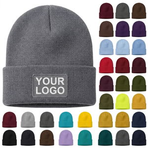 Oem Custom Logo Luxury Beanie Embroidered Knitted Solid Grey Warm Winter Hats <b>Cap</b> Designer 60 Colors for <b>Men</b> - Product Image 3