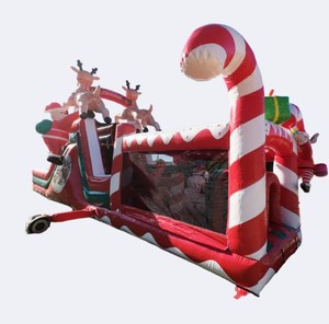 Tobogán Inflable de Navidad con Diseño de Reno y Bastón de Caramelo, Doble Carril, Seco/Húmedo, con Zona de Salto, Calidad Comercial para Fiestas y Eventos Navideños - Product Image 5