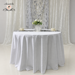 Mantel Redondo de Punto con Aspecto de <span class=keywords><strong>Lino</strong></span> Blanco ANNIELU, Largo hasta el Suelo, para Bodas Rústicas, Boho, al Aire Libre, Recepciones, Banquetes y Eventos - Product Image 2