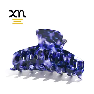 XinMei wholesale 8.5cm vintage hair clamps claw clips for women hair pretty cut out cellulose acetate royal blue claw clips