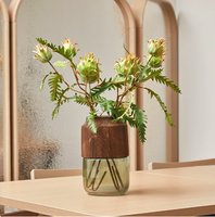 Décoration de mariage à domicile : Nouveaux centres de table en fleurs tropicales artificielles au toucher réel, 2 têtes de fleurs de Protea Artichoke