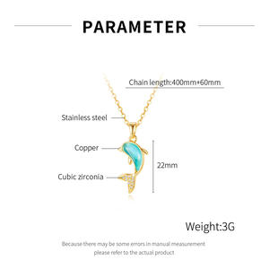 <span class=keywords><strong>OYA</strong></span> Special Design placcato oro Blue Stone Shark Shape collana a catena moda donna in acciaio inossidabile per bambini - Product Image 6