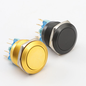 Venta al por mayor, perilla eléctrica púrpura, 25mm, <span class=keywords><strong>6</strong></span> pines, punto único de Metal con interruptor de botón pulsador de lámpara - Product Image 1