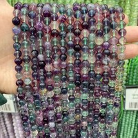 Perles rondes de 6/8/10 mm pour la fabrication de bijoux, perles de pierres précieuses en agate du Botswana naturelle, fluorite arc-en-ciel, perles en vrac