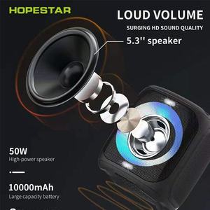 Hopestar PARTY100 50W 便携式蓝牙派对音箱带1个无线麦克风IPX6防水RGB灯TWS立体声卡拉OK音箱 - Product Image 4