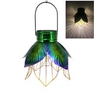 Lámpara Solar Decorativa con Forma de Flor, Resistente al Agua, para Exteriores, Lámpara Colgante de Metal, Linterna LED Decorativa para Jardín, Patio, Camino