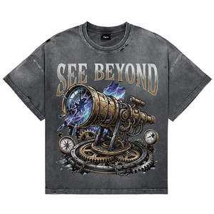T-shirts pour hommes surdimensionnés, style punk, graphiques vintage, effet délavé, respirants, en coton, streetwear décontracté, t-shirts personnalisés de haute qualité - Product Image 1