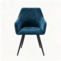 Chaise de salle à manger en velours moderne européenne de luxe écologique personnalisée avec dossier confortable, accoudoirs et pieds en métal pour hôtel, maison et usage de loisirs