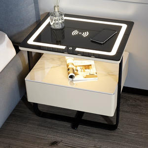 Mesita de noche LED multifunción inteligente moderna de venta completa del fabricante con estación de carga inalámbrica y Puerto USB - Product Image 3