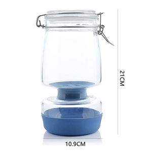 Wholesale 34oz Airtight Olive Glass <b>Pickle</b> <b>Jar</b> with Strainer Flip Cap Plastic for Kimchi and Food Container - Product Image 4