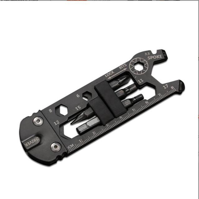 Multi Tool Stainless Steel Key Shaped Pocket Tool for Your Keychain Includes Bottle Opener Screwdriver Ruler Wrench