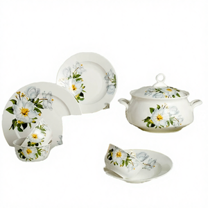 Juego de Vajilla de Porcelana Europea LOGO Wild Lily de 58 Piezas, Libre de BPA, Apto para Lavavajillas, Biodegradable, Juego de Utensilios Personalizables - Product Image 4