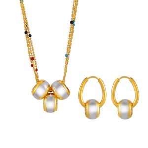 Collier tendance pour femme en acier inoxydable doré avec pendentif rond en métal et perles, orné de zircon, idéal pour le quotidien, cadeau de bijoux. - Product Image 1