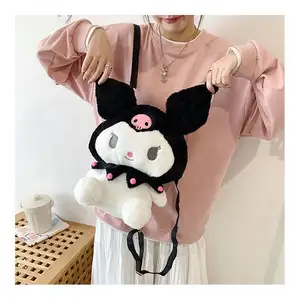 New Kawaii Options Kuromi Messenger bag Soft Stuffed Plush Shoulder kuromi hello kitty kt plush bag for Girls Gifts