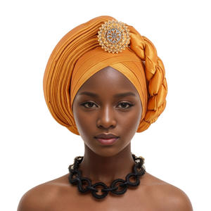 Venta al por mayor personalizado musulmán <span class=keywords><strong>Hijab</strong></span> cabeza bufanda nupcial accesorios para el cabello fiesta de boda para mujeres africanas turbante - Product Image 4