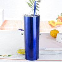 Gobelet isotherme fin en acier inoxydable à double paroi de 20 oz avec logo personnalisé, couleur métallique, performance thermique de 6 à 12 heures