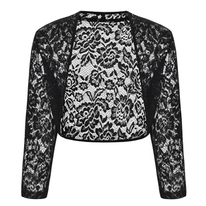 Factory High Quality Womens Floral Lace Shrug Bolero Cropped Length 3/4 Sleeve Irregular Hem Femme Mariage <strong>Wedding</strong> <strong>Cardigans</strong> - Product Image 1