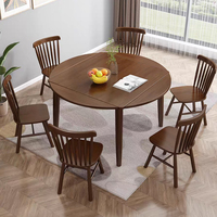 Table Ronde Pliante Scandinave Simple en Bois Massif, Petite Table Carrée pour la Maison et le Restaurant, Table et Chaises en Bois Naturel