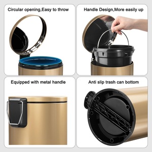 Poubelles rondes en acier inoxydable en métal Sunshine avec couvercle à pédale pour le stockage des déchets de <span class=keywords><strong>cuisine</strong></span> à domicile - Product Image 4