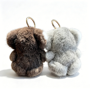 Llavero de <span class=keywords><strong>koala</strong></span> de piel sintética de visón, de dos tonos, esponjoso, mini, de dibujos animados, con orejas grandes blancas, colgante de animal australiano para bolso - Product Image 5