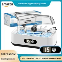 Layar Digital LED 5 Kecepatan 40W Kontrol Sentuh Pembersih Ultrasonik Timer Digital Kapasitas 650ml 49 KHZ untuk Kacamata Jam Tangan Lainnya