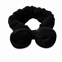 Bandeau en peluche personnalisé avec nœud rose, bandeau de maquillage doux pour femmes, accessoires capillaires pour spa, fabricant OEM ODM
