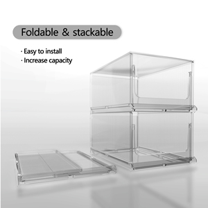 Choice Fun PET Cabinet Stackable Transparent Plastic Multifunctional Storage Clothes <strong>Foldable</strong> Display Box <strong>Foldable</strong> <strong>Shoe</strong> <strong>Rack</strong> - Product Image 3