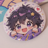 Badge en métal rond personnalisé avec motif anime scintillant, broche imprimée sur mesure pour accessoire de sac