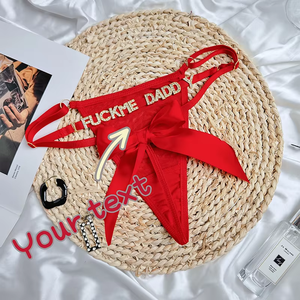 2025 rouge grand arc noël personnalisé strass lettres spécial string réglable caleçon pour les femmes - Product Image 6