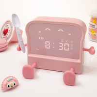 Jam elektronik desktop pintar, lampu malam anak warna-warni, lampu latihan tidur, memanggang, menyenangkan, timer, lucu