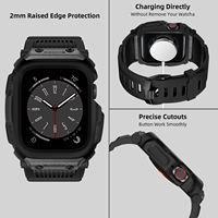 Étui intégré robuste pour l'extérieur avec bracelet compatible avec Apple Watch 42MM 44MM 45MM, accessoires de montre intelligente antichoc