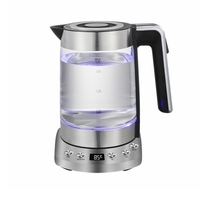 Bouilloire électrique sans fil en verre de 1,8 L avec base rotative à 360 degrés, maintien au chaud, arrêt automatique, protection contre l'ébullition à sec, pour usage hôtelier