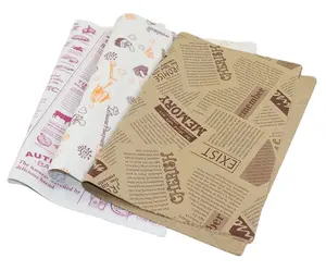 Custom Size Food Grade Vetvrij Engels Krant Hamburger Papier Paraffine Papier