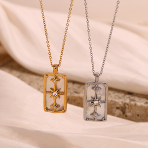 BJG0589N 2024 personalità dello stilista con ciondolo a forma di stella in acciaio inossidabile collana con stella di palo tarocchi carta collana - Product Image 6
