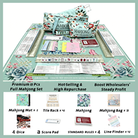 Set Mahjong Mewah Biru Muda 4 Lapis Termasuk Tas Mahjong, Rak Mahjong, Alas Mahjong, Penggaris Rak Mahjong, Dll. Aksesoris Mahjong