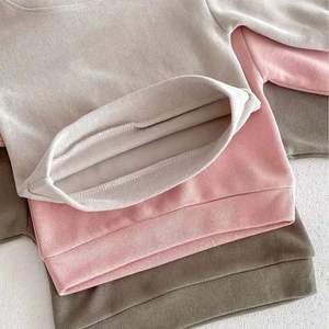 Conjunto Deportivo de Algodón Orgánico Acanalado para Niños, Conjuntos de Ropa para Niños Pequeños, Conjunto de Sudadera para Niños, Conjuntos Deportivos Personalizados de Punto para Niños - Product Image 3