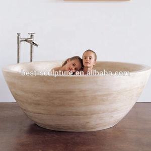 Baignoire de salle de bain design populaire hôtel pierre de luxe baignoire en marbre rouge naturel sculpture - Product Image 3