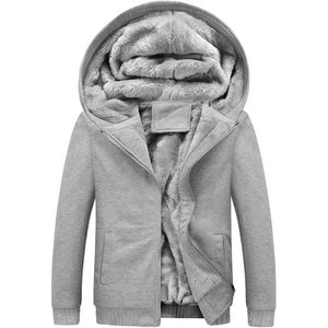 FOXA Men's Winter Sherpa <b>Lined</b> Zip Up Hoodie Sweatshirt Coat Windproof <b>Fleece</b> <b>Jacket</b> Regular Sleeve Gray - Product Image 1