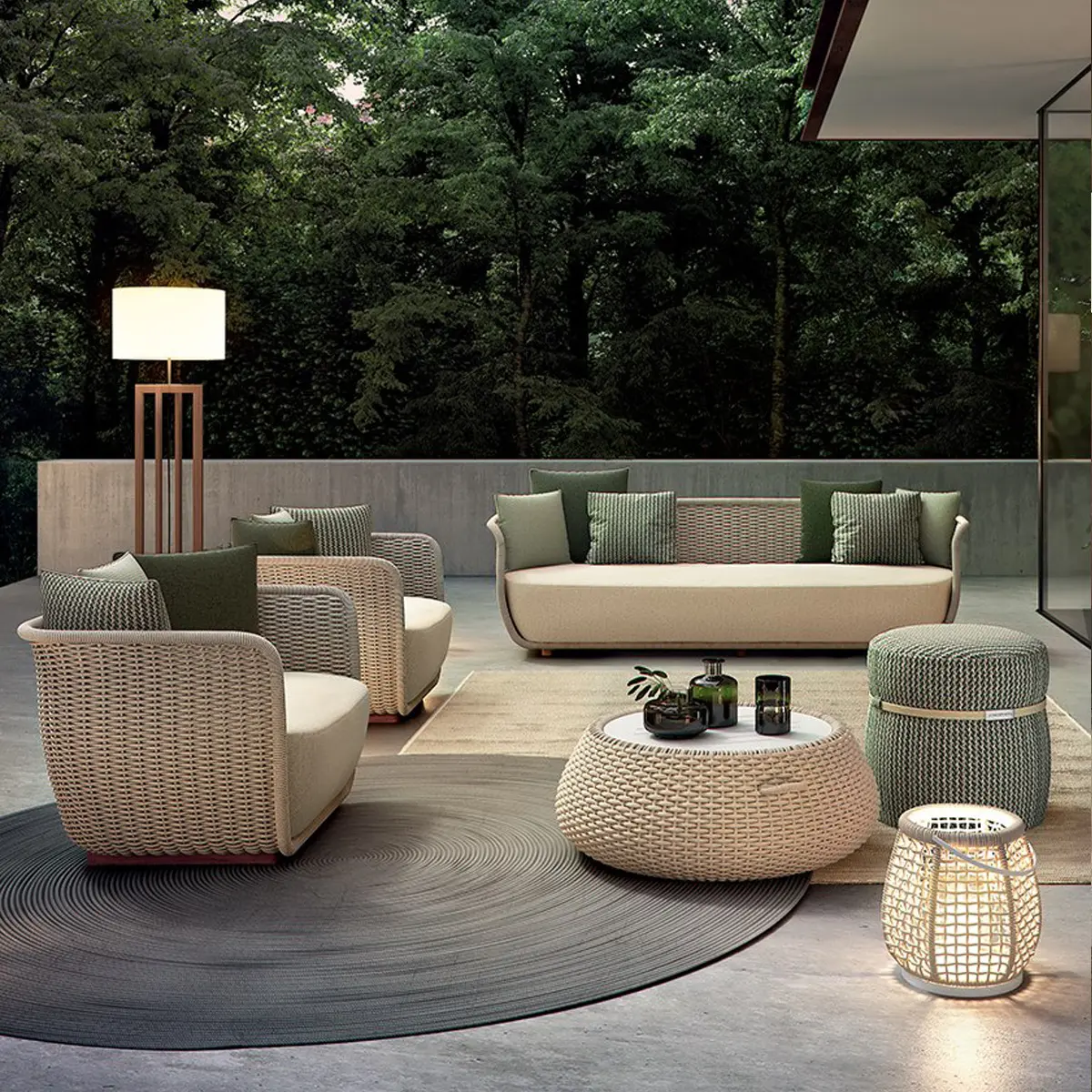 Conjunto de sofás de aluminio para exteriores, muebles modernos de exterior, impermeables, juego de muebles modulares para patio y jardín