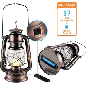 קלאסי ישן סגנון רטרו Cob Led עמעום דקורטיבי אור עתיק מתכת מנורת הוריקן נטענת קמפינג פנס בציר - Product Image 4