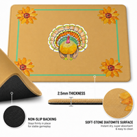 Tapis de Mahjong Américain de Designer pour Thanksgiving, 31,5 pouces carré, en Diatomite Silencieux et Doux, Anti-plis, Housse de Table de Fête, Cadeau pour Hôtesse