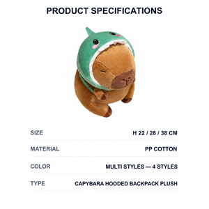 Peluche de Capibara, Animal de Peluche, Almohada Kawaii para Abrazar, Decoración de Habitación, Regalo, 22/28/38cm, Algodón PP, para Todas las Edades - Product Image 3