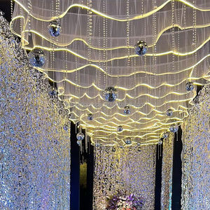 ستارة سقف فاخرة لحفلات الزفاف من قطعة مركزية بيضاء ليد لحفلات الزفاف ستارة سقف شيفون للتعليق على المسرح - Product Image 1