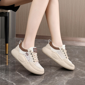 2026 New Women's Lace-up Sports <b>Shoes</b> Breathable Knitted Mesh Lightweight <b>Soft</b> Sole Anti-Slip Summer Autumn Fashion Trend - Product Image 3