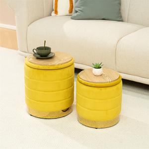 Bailey <span class=keywords><strong>Tabouret</strong></span> personnalisé Ottoman <span class=keywords><strong>de</strong></span> rangement rond Repose-pieds Chaise Ottoman en velours <span class=keywords><strong>Lot</strong></span> <span class=keywords><strong>de</strong></span> <span class=keywords><strong>2</strong></span> - Product Image 1