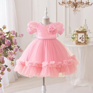 Gaun Pesta Anak Model Ruffle dengan Hiasan Mutiara dan Manik-Manik dari Pabrik OEM, Gaun Pakistan untuk Anak Perempuan Usia 9-10 Tahun - Product Image 5