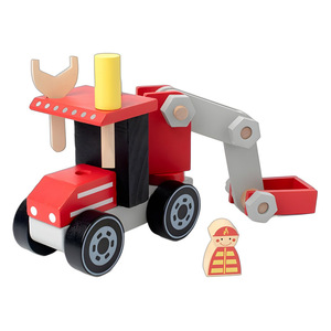 Juguete Educativo de Madera Natural para Niños, Vehículo de Juguete con Pintura a Base de Agua, Herramientas de Bricolaje para Ensamblar, Bulldozer, Camión de Bomberos, Camión de Reparaciones - Product Image 4